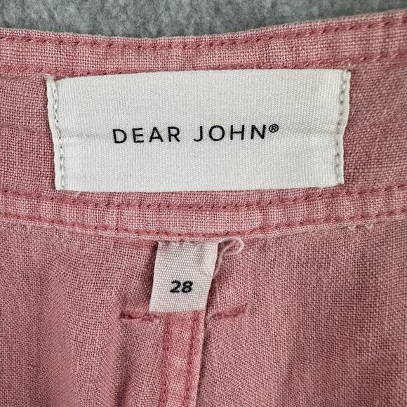 Dear John Audrey Wide Leg Ankle Pant Size 28 Pink Linen Blend Coastal Lagenlook - Picture 4 of 11